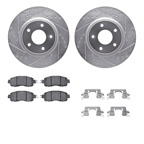 7312-67127, Rotors-Drilled, Slotted-SLV w/3000 Series Ceramic Brake Pads incl. Hardware, Zinc Coat, Dynamic Friction Co, Mfr#: 7312-67127